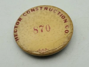 HECTOR CONSTRUCTION Co. ID Abzeichen Caledonia MN Mitarbeiter Button Pin Pinback Vintage - Bild 1 von 13