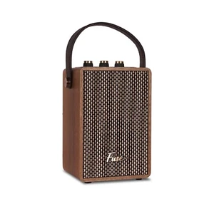 Fuse Andle Brown Real Wood Vintage Retro Bluetooth Speaker w/ Leather Handle - Picture 1 of 5