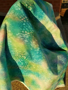 Cotton Fabric 42" x 1+ yd Blue Green Hoffman California "At Home in the Woods" - Picture 1 of 5