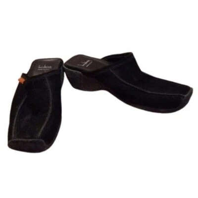 Luichiny Talla 40 EE. UU. 9-9,5 Mujer Negro Gamuza Sin Cordones Mules Tacón de Cuña Bajo Foto 1 de 4