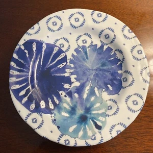 TAG SET 4 Melamine Lunch Salad Dessert Appetizer Plate Blue Floral NEW Target 9” - Picture 1 of 5
