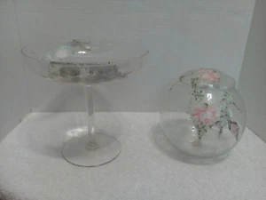 Dorthy C. Thorpe Covered Candy Dish and Compote Hand Painted, One Sticker - Picture 1 of 7