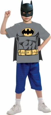 Batman Camisa Máscara Capa Kit Niño Niños Disfraz Superhéroes Fiesta Temática Halloween Foto 1 de 2
