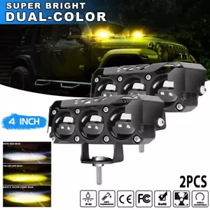 LED Fog Lights 2PCS Yellow Spot Driving Lamp 4inch Pods Cube Off Road ATV White - Bild 1 von 9