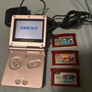 Nintendo Game Boy Advance SP AGS-001 Rosa Konsole + 3 Spiele & Ladegerät - Bild 1 von 8