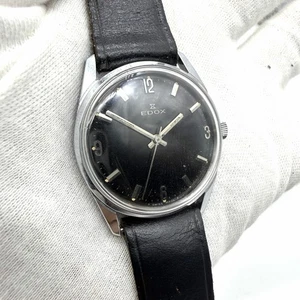 Edox Vintage Uhr Handaufzug NOS Cal. As Schwarz 33.5mm - Bild 1 von 13