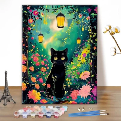MEIYUDA DIY Paint by Numbers for Adults Cat, Landscape Arts and Crafts Kit for A