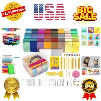 Arcilla polimérica 50 colores, arcilla de modelado para niños hágalo usted mismo kits de inicio, horno horneado M... Foto 1 de 4