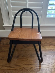 Vintage Antique Handmade Wooden Kid Chair Steel Welded - Picture 1 of 13