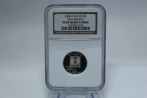 NGC 2008 S Silver 25C, PF69 Ultra Cameo, New Mexico - Picture 1 of 4