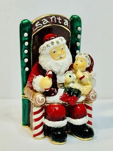 Weihnachtsmann Schmuckschatulle Swarovski Kristall Zinn Handarbeit bemalt Emaille - Bild 1 von 8