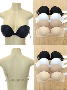 CLEAR STRAPS ADD 2 CUP MAX CLEAVAGE SEAMLESS CONVERTIBLE STRAPLESS PUSH UP BRA - Picture 1 of 2