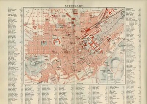 Stadtplan von STUTTGART Original-Graphik 1889 - Bild 1 von 1