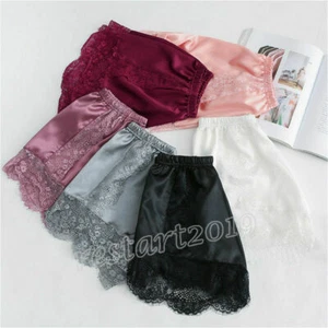 Lady Lace Pettipants Slip Faux Silk Satin Bloomer Shorts Safety Pants Underwear - Picture 1 of 15