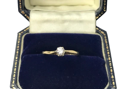 Anillo solitario de diamantes de 0,25 quilates de oro de 9 quilates 1982 vintage - talla N Foto 1 de 4