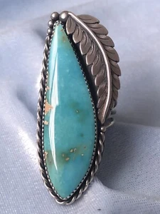 Klassischer Southwestern handgefertigter natürlicher Nevada Türkis Ring Sterling, Gr, 8,5 - Bild 1 von 4