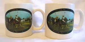 2 Ralph Lauren Polo Scene Equestrian Coffee Mug Cup Horse Horses Vintage - Picture 1 of 4