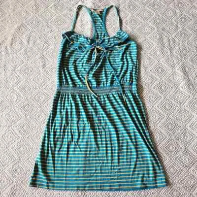 Mini Vestido Arden B. Vintage Rayas Espalda Corredora Sin Mangas con Volantes y Corbata-XS Foto 1 de 4