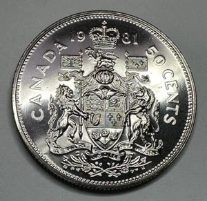 1981 Canadian 50 Cent Piece Proof-Like Coin. Uncirculated Beautiful & Shiny!! - Picture 1 of 5