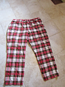 $50 Hanna Andersson Flannel Pajama Bottom Red Plaid Pocket Lady 20 Men XXL 42 46