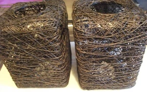 ONE Dark brown woven square (ish) lightshade for pendant, B&Q (Two available) - Picture 1 of 4