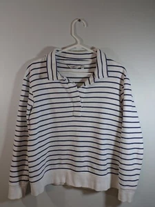 Vineyard Vines White with Blue Stripes v-neck Pullover - Women’s Small - Picture 1 of 3