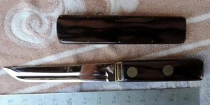 Japan Style Knife/Sword, Full Polish w/ Wood Sheath from Zitan Burl Wood - Picture 1 of 11