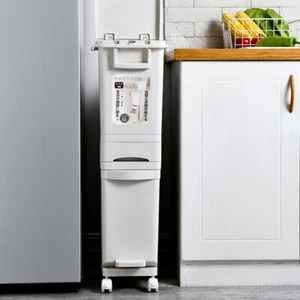 32L Recycling Bin 3 Tiers Slim Kitchen Rubbish Waste Sorting Dustbin Trash Can - Picture 1 of 8