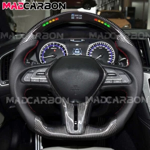Real Carbon Fiber LED Steering Wheel for Infiniti Q60 2015-2020 with Trim Heated - Picture 1 of 10