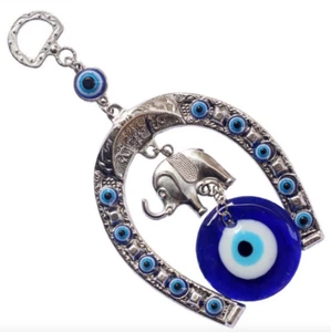 Dije de pared/coche amuleto herradura de elefante amuleto azul griego para mal de ojo (nazar) - Imagen 1 de 3