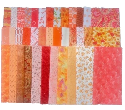 Cuadrados de tela precortados de 10" - Estampados NARANJA - 40 piezas - SIN duplicados Foto 1 de 4