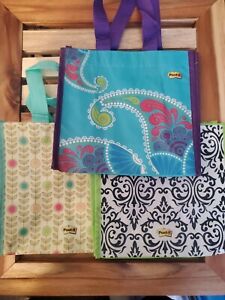 3 Post it Notes logo Reusable Shopping Gift Bags Lunch Tote Different designs