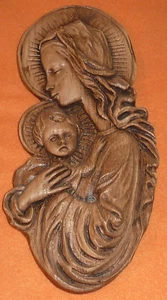 Mutter Gottes mit dem Christuskind Holz Skulptur Maria & Jesuskind Heiligenbild - Bild 1 von 8