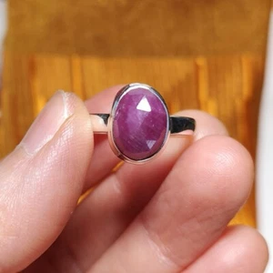Genuine Ruby Sterling Silver Ring - US ring size 9 - Picture 1 of 7