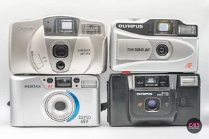 4 x faulty Assorted 35mm Compact Film Cameras Inc Canon, Pentax Olympus - Picture 1 of 9