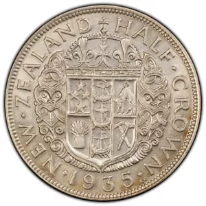 New Zealand 1935 1/2 Crown George V (Silver) - PCGS Genuine AU Details (45661504 - Picture 1 of 3