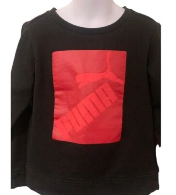 Sudadera PUMA Niños Juvenil Talla 6 Negra Roja Gráfica Manga Larga Foto 1 de 4