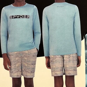 Spyder Swim 2 Piece Set Boys Small 7/8 Stretch 30+ UPF Comfort Liner Long Sleeve - Picture 1 of 12
