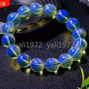 Zertifiziert 2 Stck. 11-12 mm Natürlich Klar Blau Bernstein Runde Perlen Armband 7,5 Zoll - Bild 1 von 8
