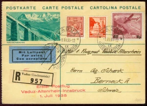 Liechtenstein 1935, tarjeta de primer vuelo Vaduz - Innsbruck, Suiza - Imagen 1 de 2
