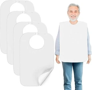 Washable Adult Bibs for Eating Waterproof Clothing Protector 30"X18" 4 Pack - Picture 1 of 5