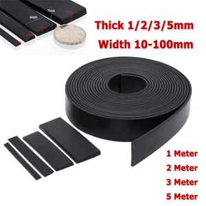 Solid Rubber Flat Strip Sealing Strip Black Thick 1/2/3/5mm Width 10-100mm - Picture 1 of 9
