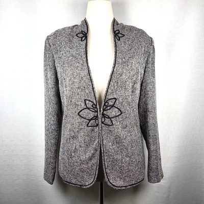 Blazer Coldwater Creek Gris Para Mujer 16 Chaqueta Bordada Secretary Corpcore Foto 1 de 4