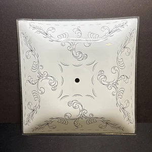 Vtg MCM Frosted Glass Ceiling Light Shade Bedroom 11.75" Square Light Cover - Picture 1 of 5