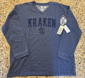 NHL Seattle Kraken Women's Concepts Sport NAVY  Volley Pullover Fleece L/S Large - Picture 1 of 13