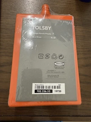 Marcos de fotos IKEA TOLSBY naranja con patas de plástico doble cara 4x6 NUEVO sellado retro Foto 1 de 4