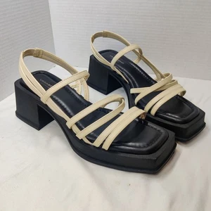 Vagabond Hennie 90s Strappy Cream Leather Platform Chunky Heeled Sandal 10 Y2K - Picture 1 of 12