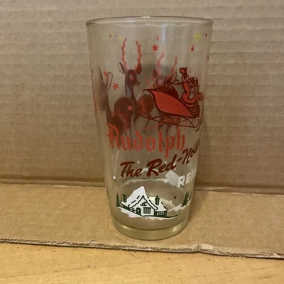 Vidrio de reno de nariz roja Rudolph The RedNosed MidCentury moderno vintage RARO Foto 1 de 4