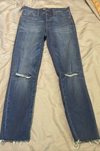 Madewell 9 Inch High Rise Skinny Jeans Womens 27 Paloma Wash Raw Hem - Picture 1 of 12