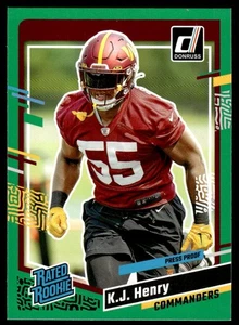 K.J. Henry 2023 Donruss #400 Press Proof Green RC Commanders Football Card - Picture 1 of 2